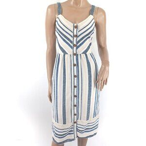 UNIVERSAL THREAD Sun Dress Stripe Linen Blend Button Front M